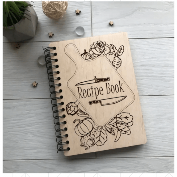 Дерев'яна кулінарна книга для запису рецептів на спіралі - image-0